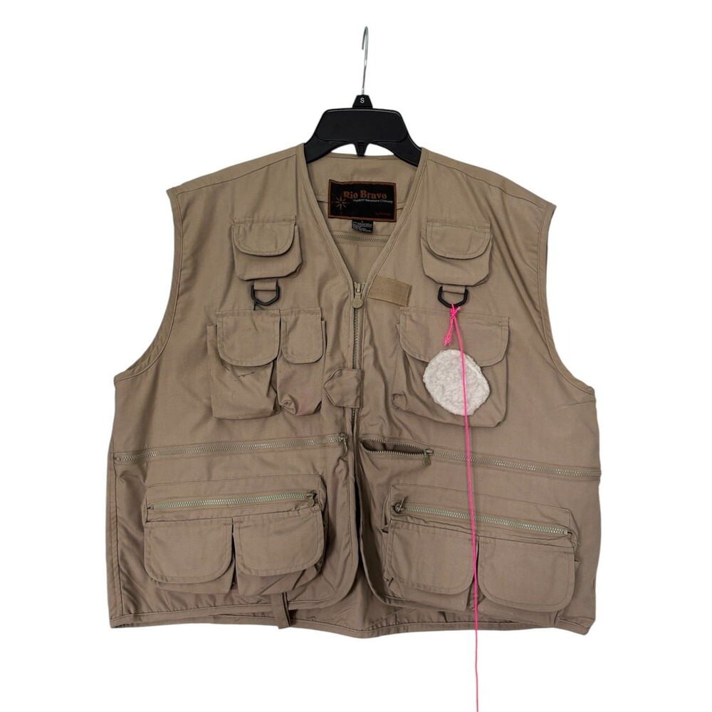 Rio Bravo Fly Fishing Vest Khaki Outdoor‎ Adventure Size Large Many Pockets GC